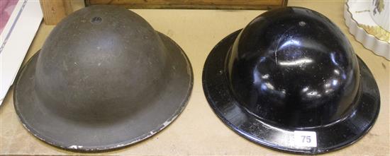 A WWII mark II Brodie helmet & another similar